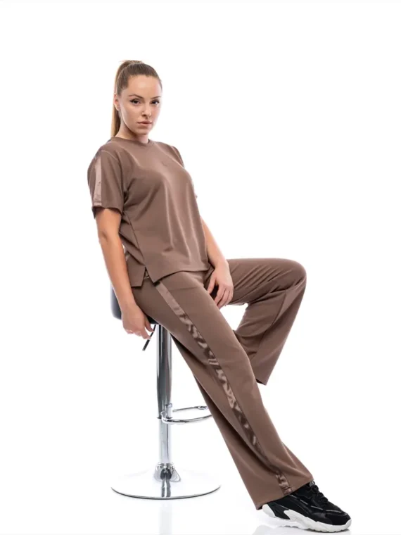 Дамски екип S-LINE SilkyStrip - Кафяво, XL